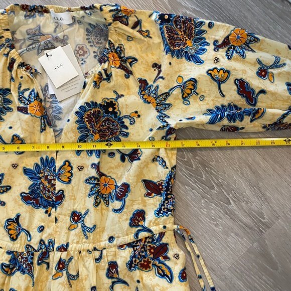 A.L.C Myra Women's Floral Long Sleeve V-Neck Mini Dress. Apricot. Size 4. Cute - Picture 13 of 15